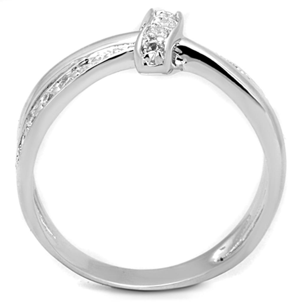 3W819 - Rhodium Brass Ring with AAA Grade CZ in Clear-2