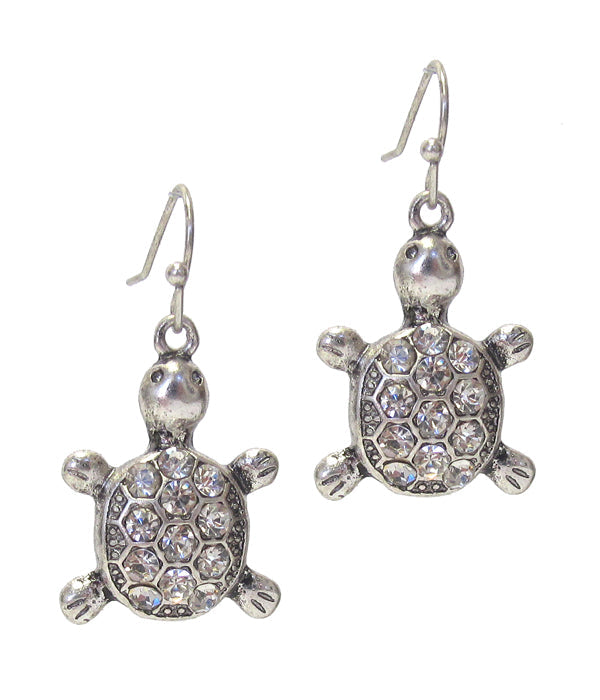 CRYSTAL TURTLE EARRING-0
