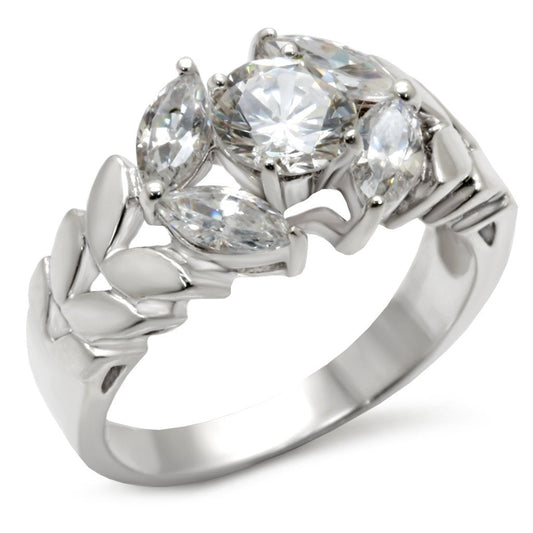 30326 - Matte Rhodium & Rhodium 925 Sterling Silver Ring with AAA Grade CZ  in Clear-0