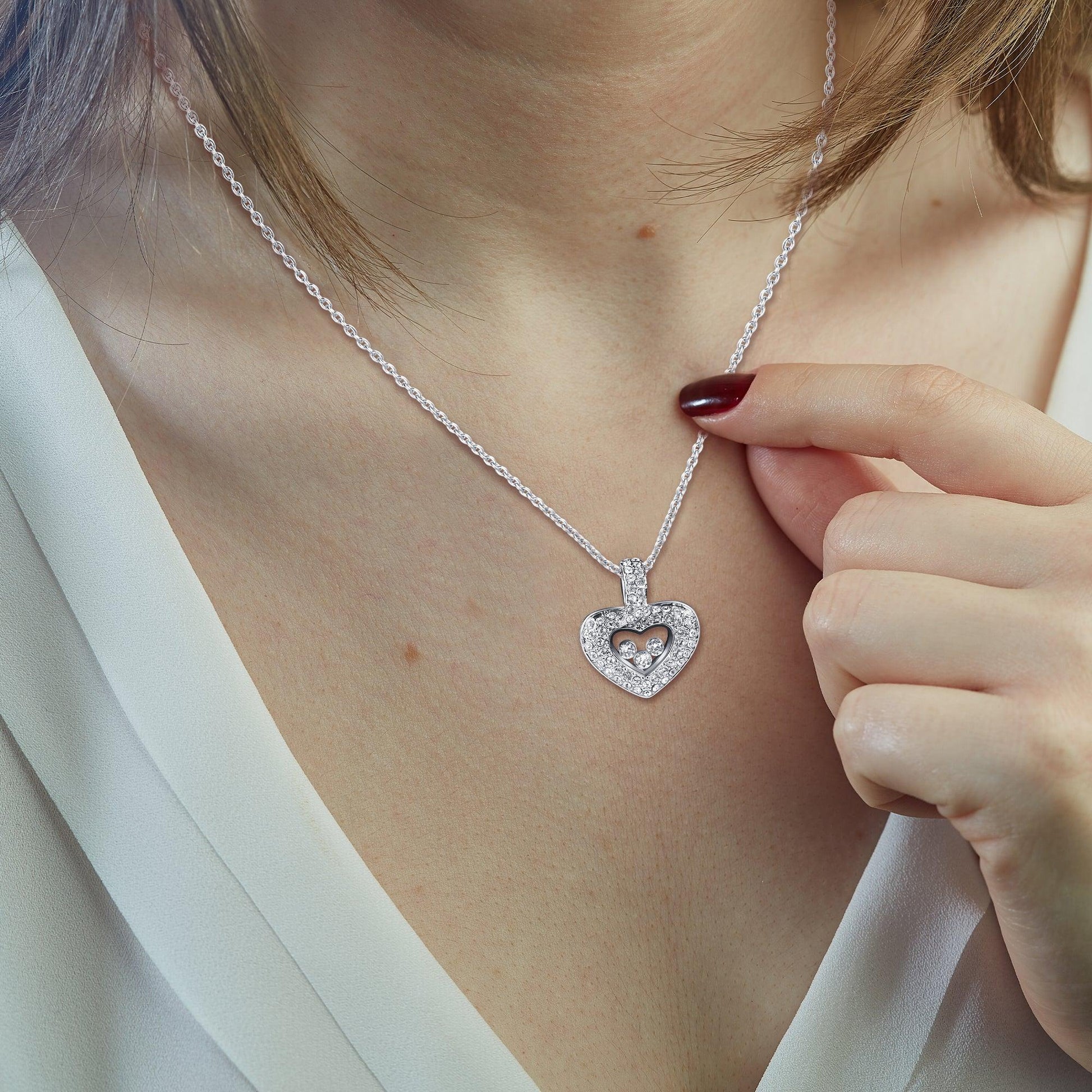 To My Beautiful Mom on My Wedding Day - Tryndi Floating Heart Necklace-3
