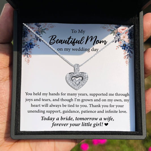 To My Beautiful Mom on My Wedding Day - Tryndi Floating Heart Necklace-1