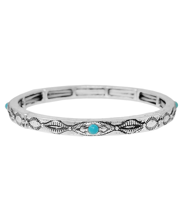 TURQUOISE ACCENT STACKABLE STRETCH BRACELET-0