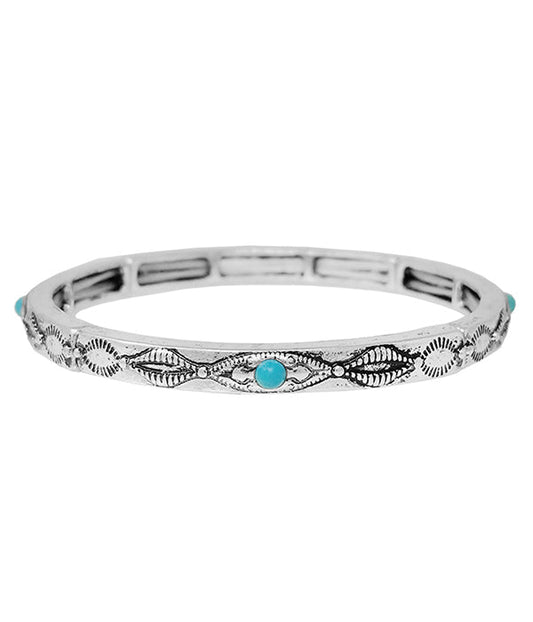 TURQUOISE ACCENT STACKABLE STRETCH BRACELET-0